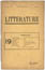 Littérature N°19 couverture